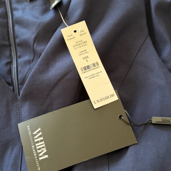 NWT White House Black Market Officer Blue V-Neck Sheath Dress 4 - Picture 7 of 8